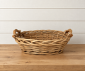 Large Woven Willow Basket with Wood Handles