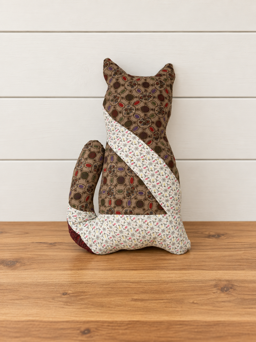 Handmade Vintage Patchwork Cat Pillow