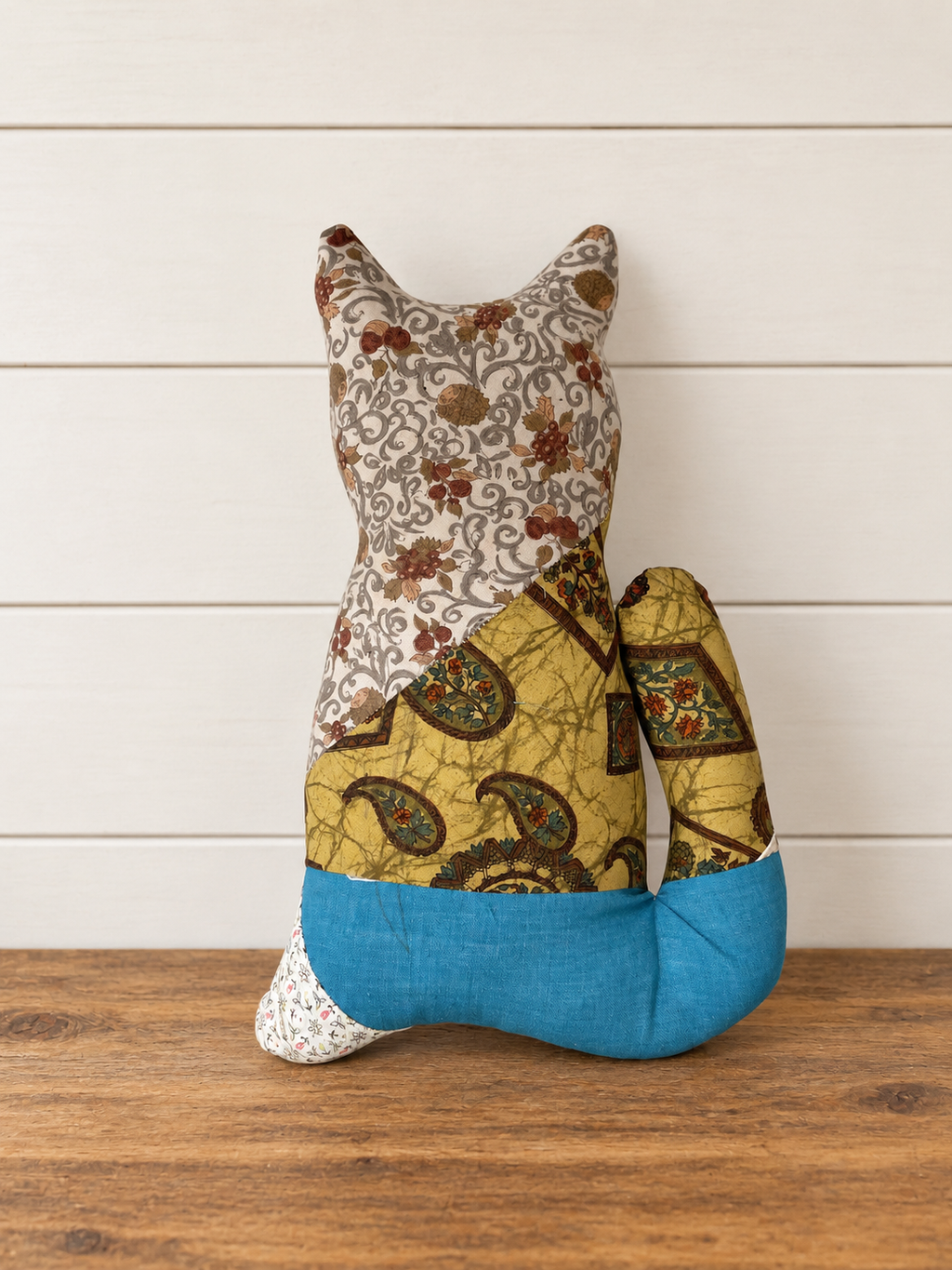 Handmade Vintage Patchwork Cat Pillow