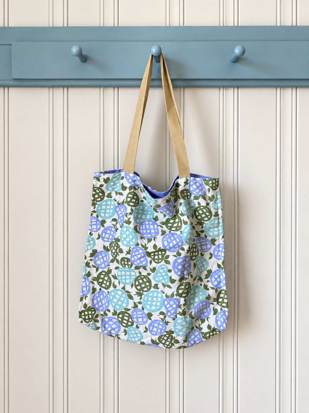 Blue & Green Feed Sack Tote