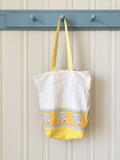 Yellow Rose Floral Feed Sack Tote