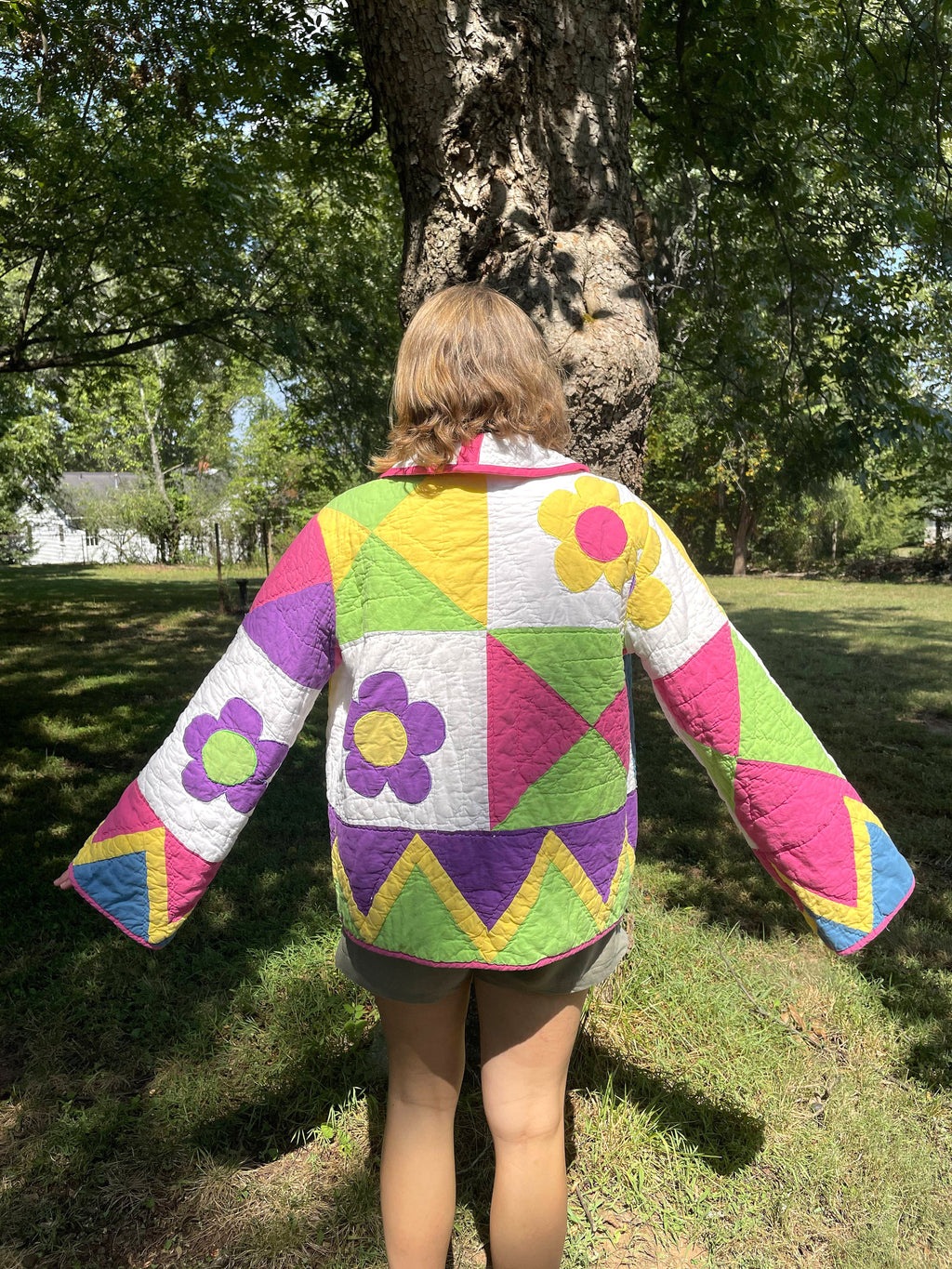 Bright Floral Vintage Quilt Coat