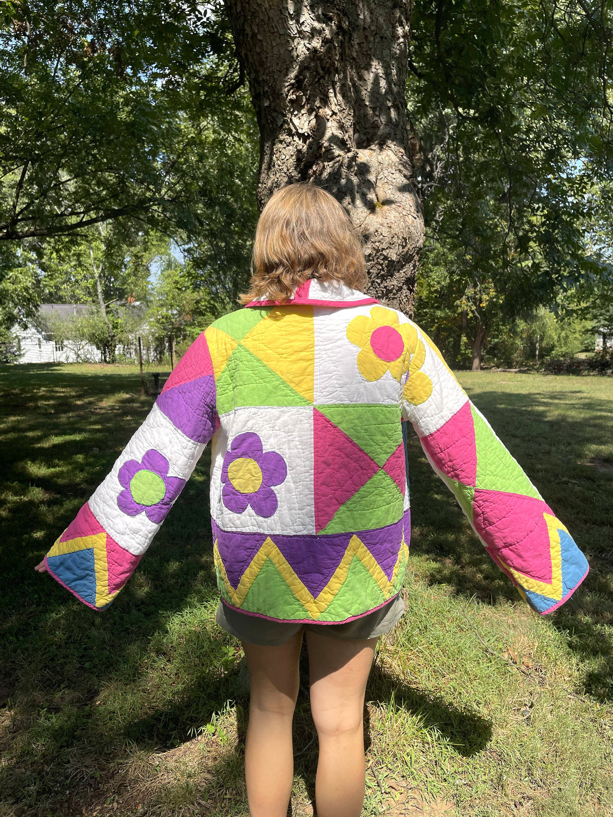 Bright Floral Vintage Quilt Coat