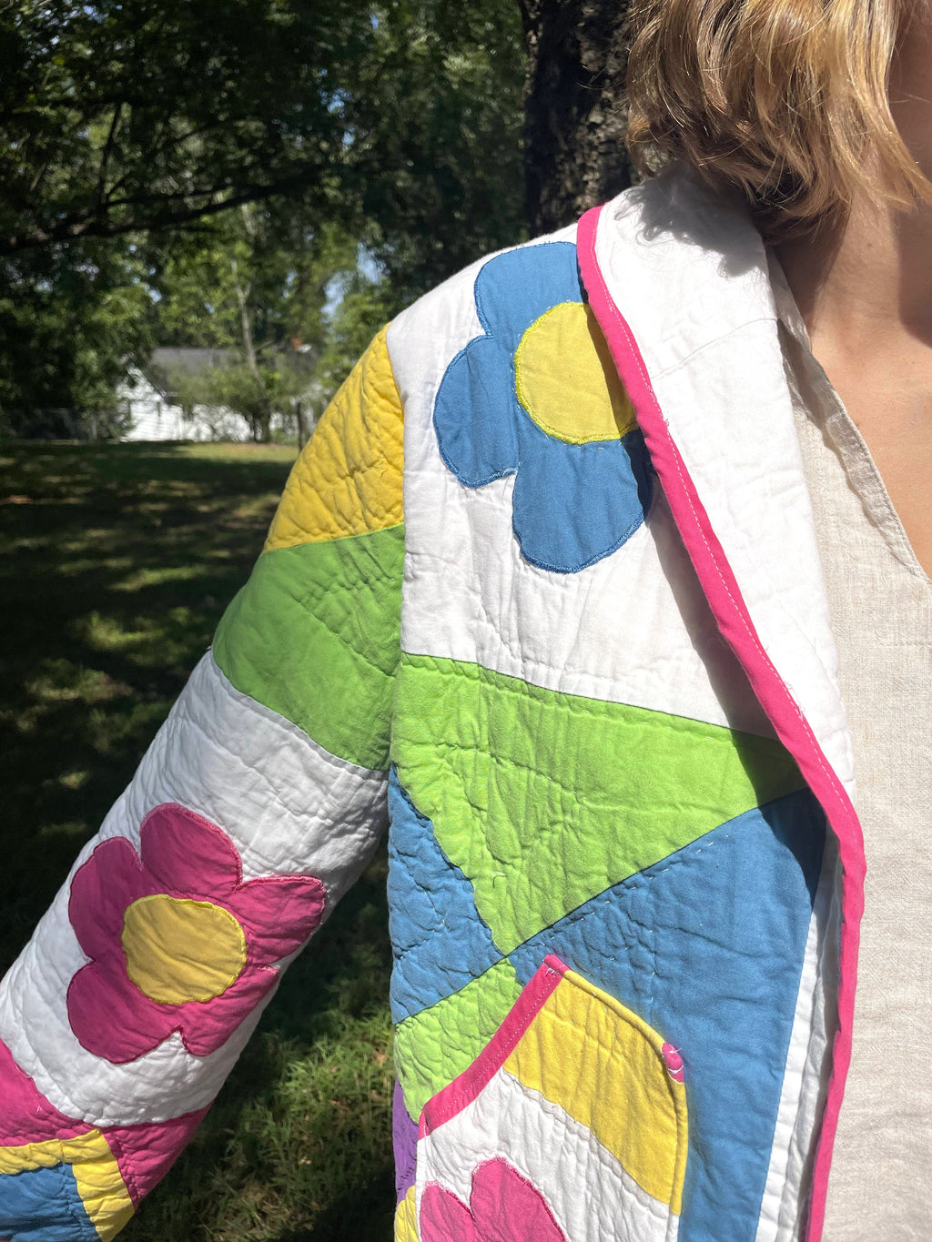 Bright Floral Vintage Quilt Coat
